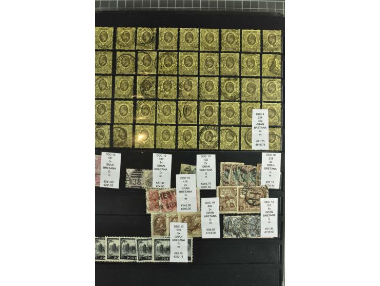1850/1920 (ca.), fast ausschließlich gestempelter Lagerbestand von über 8000 Werten, dabei auch diverse Shilling-Werte, riesi