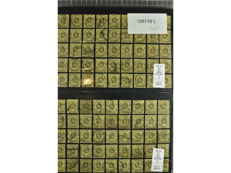1850/1920 (ca.), fast ausschließlich gestempelter Lagerbestand von über 8000 Werten, dabei auch diverse Shilling-Werte, riesi