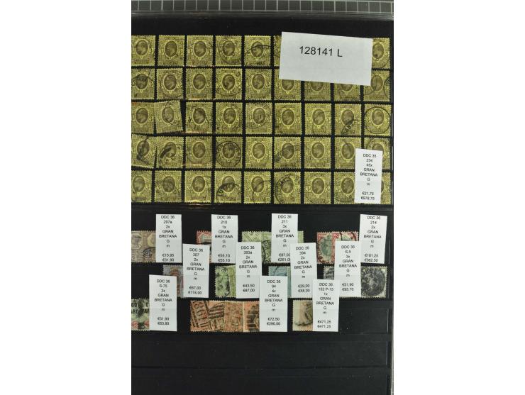1850/1920 (ca.), fast ausschließlich gestempelter Lagerbestand von über 8000 Werten, dabei auch diverse Shilling-Werte, riesi