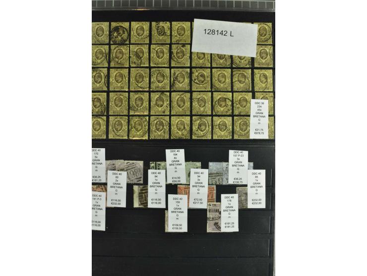 1850/1920 (ca.), fast ausschließlich gestempelter Lagerbestand von über 8000 Werten, dabei auch diverse Shilling-Werte, riesi