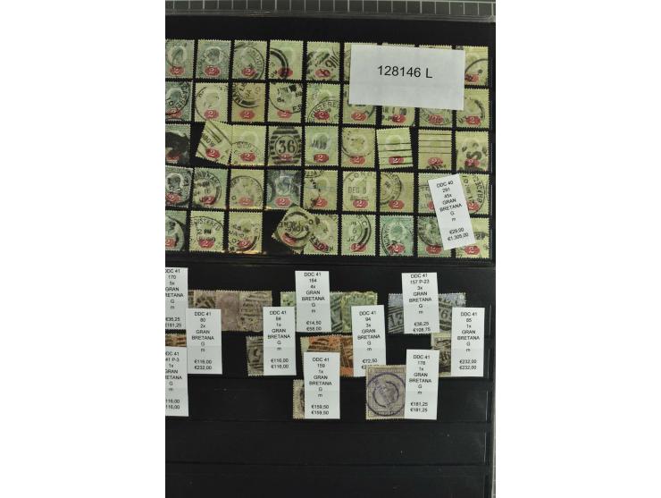 1850/1920 (ca.), fast ausschließlich gestempelter Lagerbestand von über 8000 Werten, dabei auch diverse Shilling-Werte, riesi