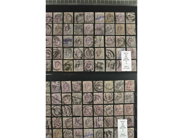 1850/1920 (ca.), fast ausschließlich gestempelter Lagerbestand von über 8000 Werten, dabei auch diverse Shilling-Werte, riesi