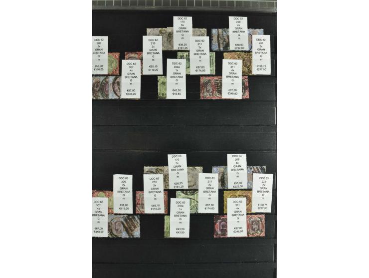 1850/1920 (ca.), fast ausschließlich gestempelter Lagerbestand von über 8000 Werten, dabei auch diverse Shilling-Werte, riesi