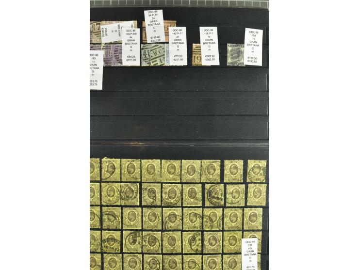 1850/1920 (ca.), fast ausschließlich gestempelter Lagerbestand von über 8000 Werten, dabei auch diverse Shilling-Werte, riesi