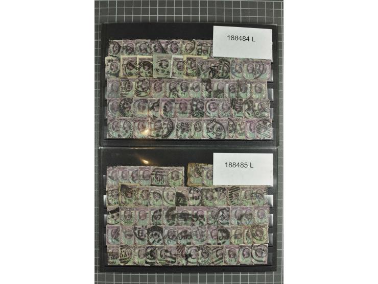 1850/1920 (ca.), fast ausschließlich gestempelter Lagerbestand von über 8000 Werten, dabei auch diverse Shilling-Werte, riesi
