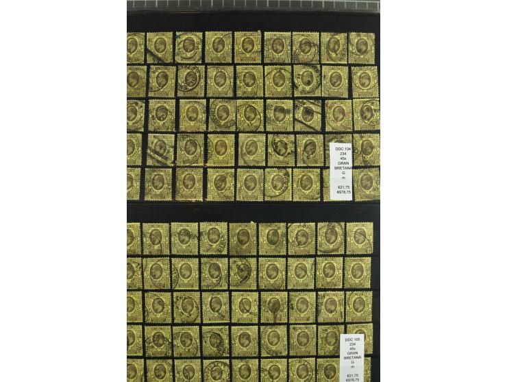1850/1920 (ca.), fast ausschließlich gestempelter Lagerbestand von über 8000 Werten, dabei auch diverse Shilling-Werte, riesi