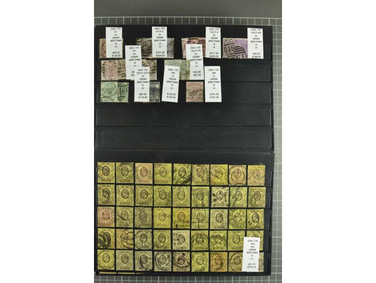 1850/1920 (ca.), fast ausschließlich gestempelter Lagerbestand von über 8000 Werten, dabei auch diverse Shilling-Werte, riesi