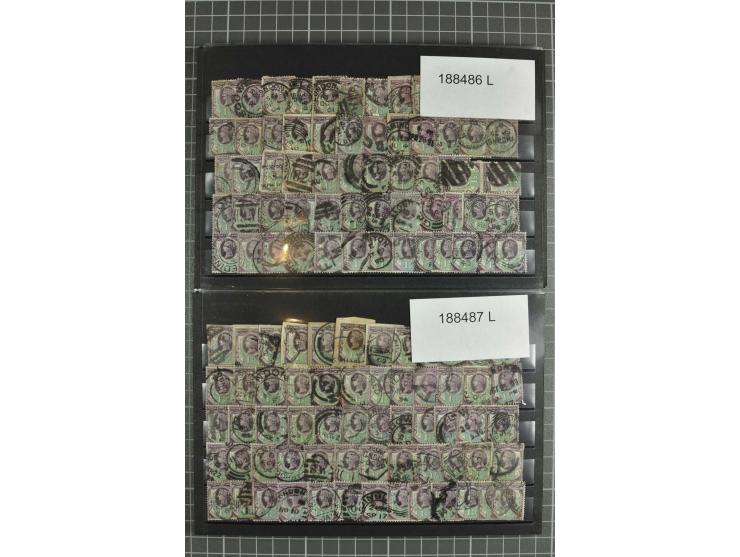 1850/1920 (ca.), fast ausschließlich gestempelter Lagerbestand von über 8000 Werten, dabei auch diverse Shilling-Werte, riesi