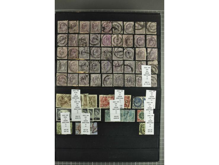 1850/1920 (ca.), fast ausschließlich gestempelter Lagerbestand von über 8000 Werten, dabei auch diverse Shilling-Werte, riesi