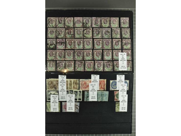 1850/1920 (ca.), fast ausschließlich gestempelter Lagerbestand von über 8000 Werten, dabei auch diverse Shilling-Werte, riesi
