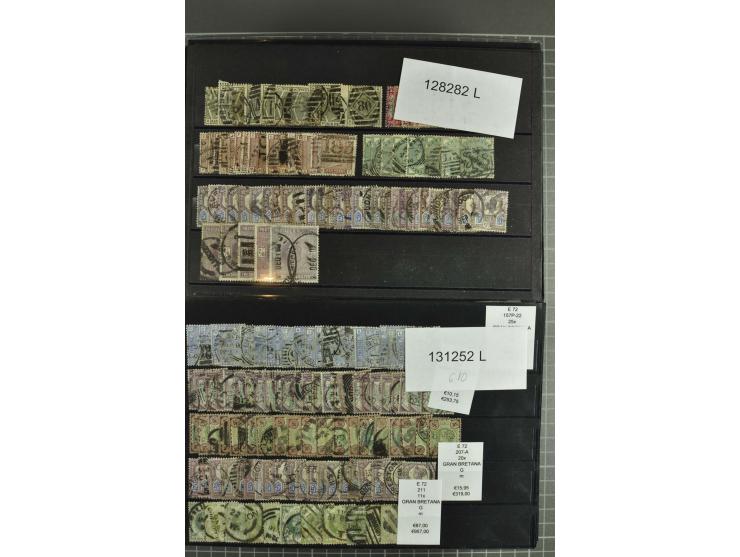1850/1920 (ca.), fast ausschließlich gestempelter Lagerbestand von über 8000 Werten, dabei auch diverse Shilling-Werte, riesi