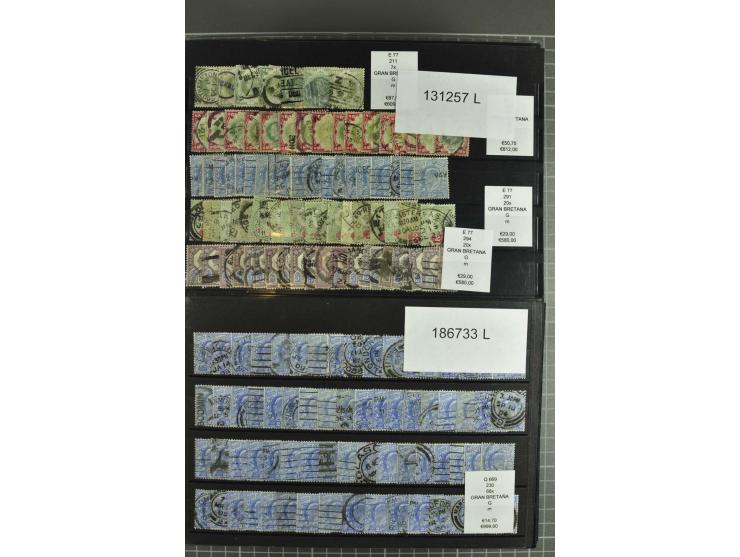 1850/1920 (ca.), fast ausschließlich gestempelter Lagerbestand von über 8000 Werten, dabei auch diverse Shilling-Werte, riesi
