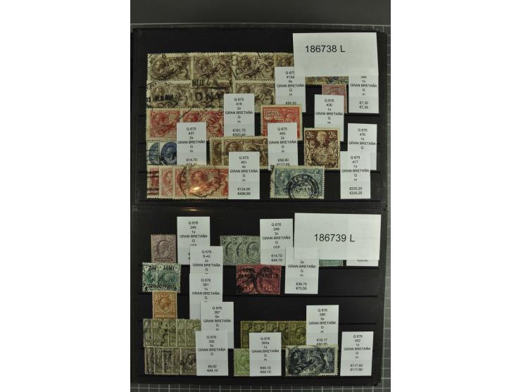 1850/1920 (ca.), fast ausschließlich gestempelter Lagerbestand von über 8000 Werten, dabei auch diverse Shilling-Werte, riesi