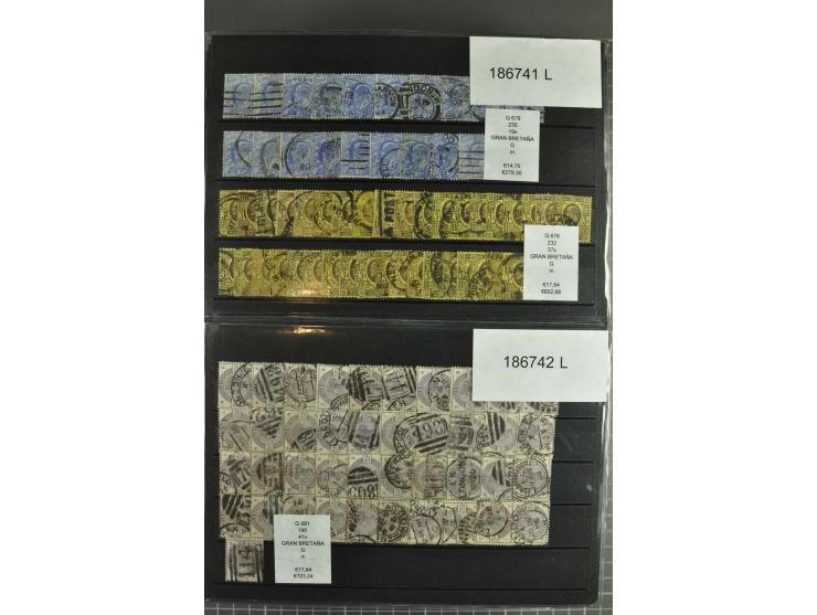 1850/1920 (ca.), fast ausschließlich gestempelter Lagerbestand von über 8000 Werten, dabei auch diverse Shilling-Werte, riesi