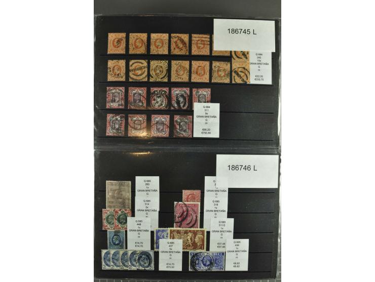 1850/1920 (ca.), fast ausschließlich gestempelter Lagerbestand von über 8000 Werten, dabei auch diverse Shilling-Werte, riesi