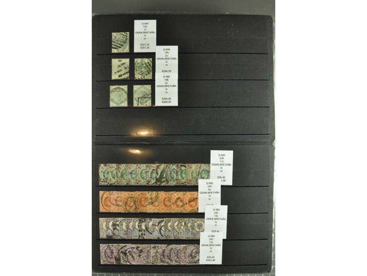 1850/1920 (ca.), fast ausschließlich gestempelter Lagerbestand von über 8000 Werten, dabei auch diverse Shilling-Werte, riesi