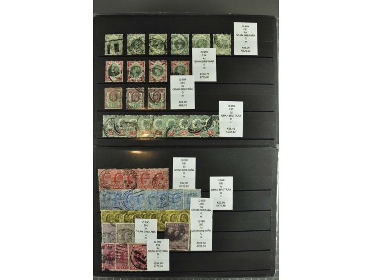 1850/1920 (ca.), fast ausschließlich gestempelter Lagerbestand von über 8000 Werten, dabei auch diverse Shilling-Werte, riesi
