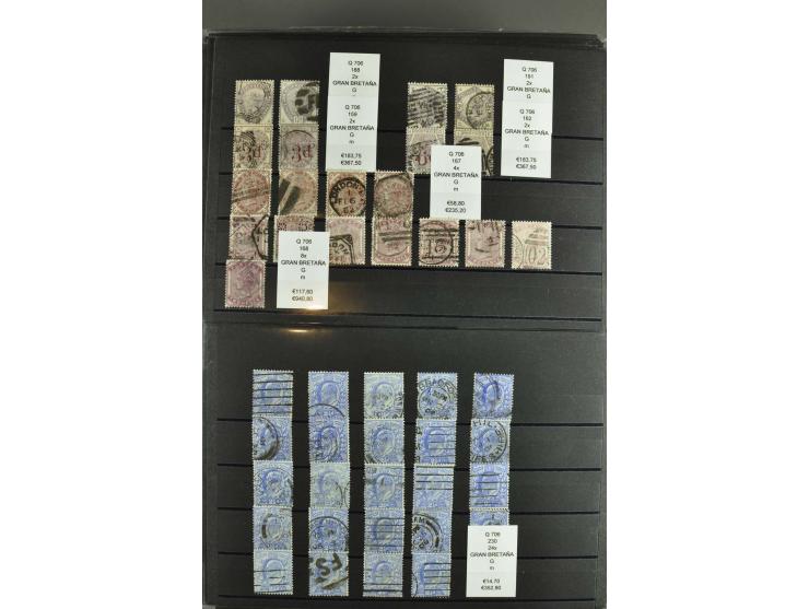 1850/1920 (ca.), fast ausschließlich gestempelter Lagerbestand von über 8000 Werten, dabei auch diverse Shilling-Werte, riesi