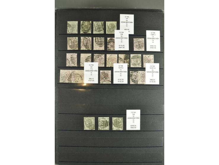 1850/1920 (ca.), fast ausschließlich gestempelter Lagerbestand von über 8000 Werten, dabei auch diverse Shilling-Werte, riesi
