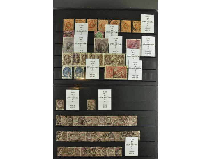 1850/1920 (ca.), fast ausschließlich gestempelter Lagerbestand von über 8000 Werten, dabei auch diverse Shilling-Werte, riesi