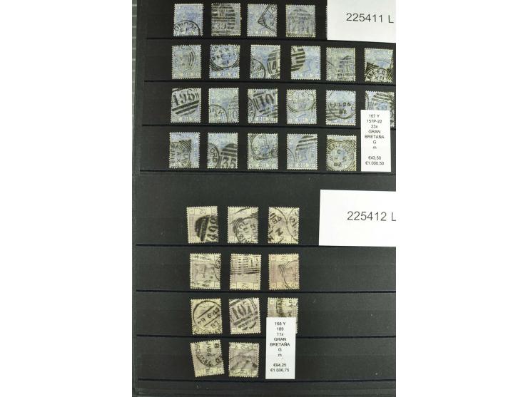 1860/1910, gestempelter Lagerbestand von knapp 8000 gestempelten Werten, dabei viele bessere, auch hohe Shillingwerte