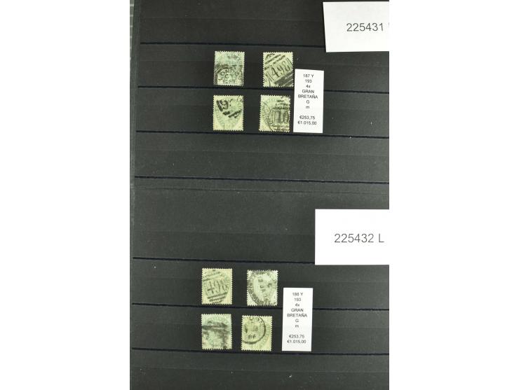 1860/1910, gestempelter Lagerbestand von knapp 8000 gestempelten Werten, dabei viele bessere, auch hohe Shillingwerte