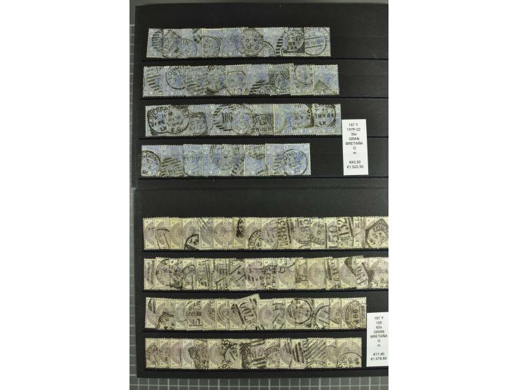 1860/1910, gestempelter Lagerbestand von knapp 8000 gestempelten Werten, dabei viele bessere, auch hohe Shillingwerte