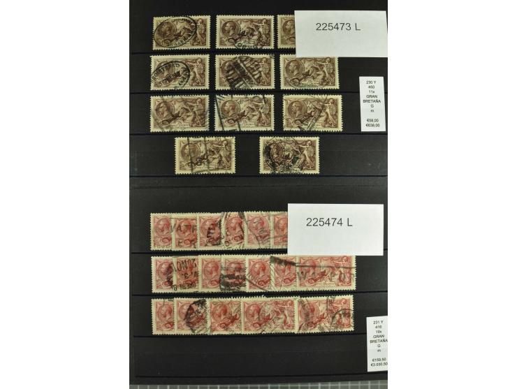 1860/1910, gestempelter Lagerbestand von knapp 8000 gestempelten Werten, dabei viele bessere, auch hohe Shillingwerte