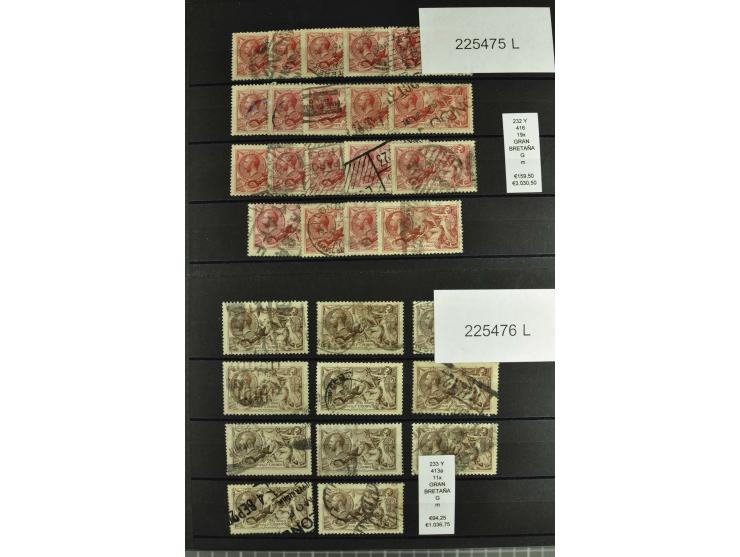 1860/1910, gestempelter Lagerbestand von knapp 8000 gestempelten Werten, dabei viele bessere, auch hohe Shillingwerte