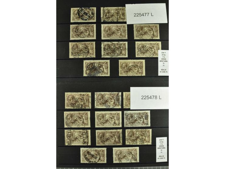 1860/1910, gestempelter Lagerbestand von knapp 8000 gestempelten Werten, dabei viele bessere, auch hohe Shillingwerte
