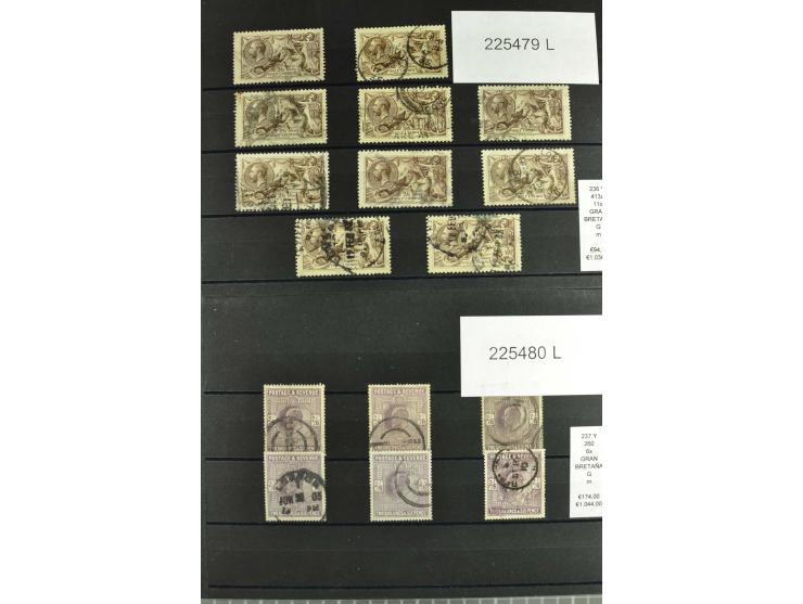 1860/1910, gestempelter Lagerbestand von knapp 8000 gestempelten Werten, dabei viele bessere, auch hohe Shillingwerte