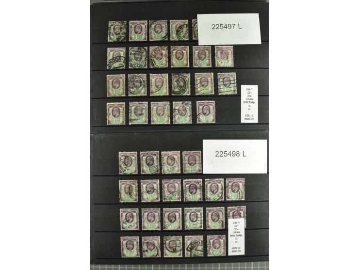 1860/1910, gestempelter Lagerbestand von knapp 8000 gestempelten Werten, dabei viele bessere, auch hohe Shillingwerte