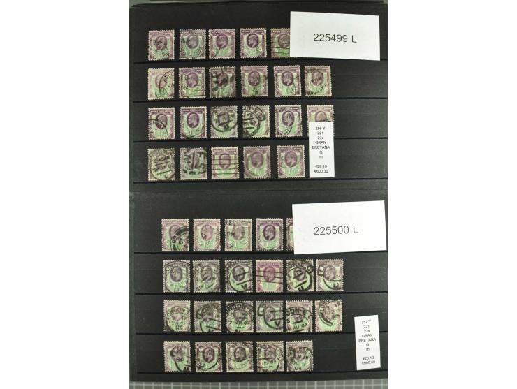 1860/1910, gestempelter Lagerbestand von knapp 8000 gestempelten Werten, dabei viele bessere, auch hohe Shillingwerte