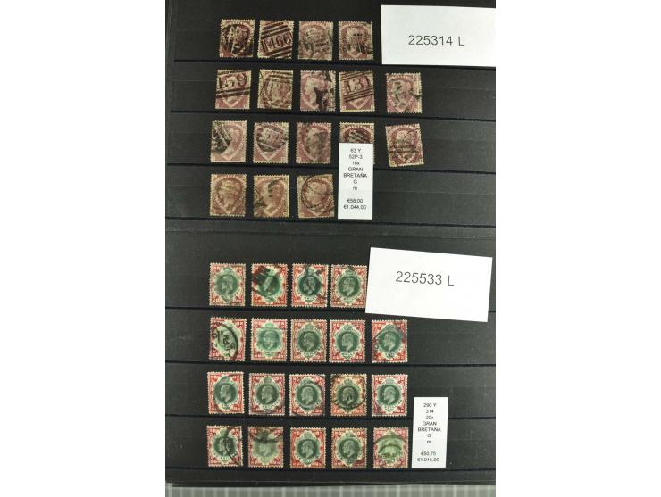 1860/1910, gestempelter Lagerbestand von knapp 8000 gestempelten Werten, dabei viele bessere, auch hohe Shillingwerte