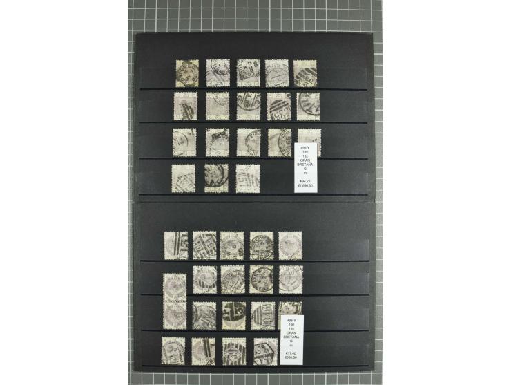1860/1910, gestempelter Lagerbestand von knapp 8000 gestempelten Werten, dabei viele bessere, auch hohe Shillingwerte