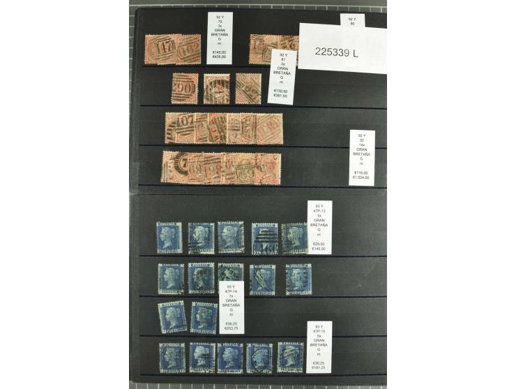 1860/1910, gestempelter Lagerbestand von knapp 8000 gestempelten Werten, dabei viele bessere, auch hohe Shillingwerte