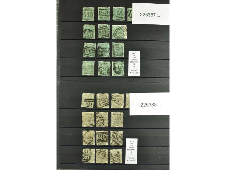 1860/1910, gestempelter Lagerbestand von knapp 8000 gestempelten Werten, dabei viele bessere, auch hohe Shillingwerte