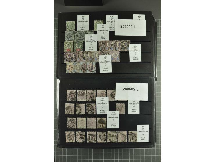 1860/1920 (ca.), über 10.000 gestempelte Marken, auch hohe Wertstufen bis bis 10 Shilling, enormer Katalogwert