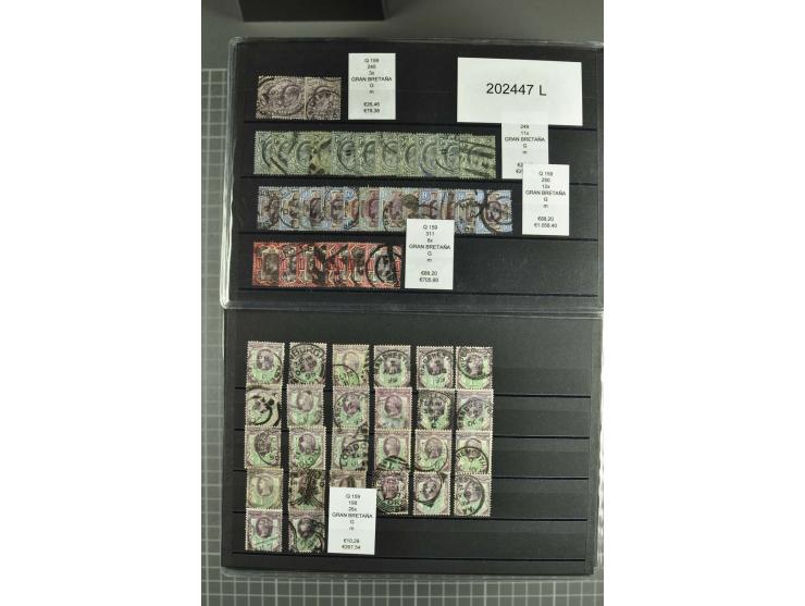 1860/1920 (ca.), über 10.000 gestempelte Marken, auch hohe Wertstufen bis bis 10 Shilling, enormer Katalogwert
