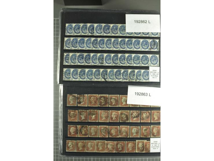 1860/1920 (ca.), über 10.000 gestempelte Marken, auch hohe Wertstufen bis bis 10 Shilling, enormer Katalogwert
