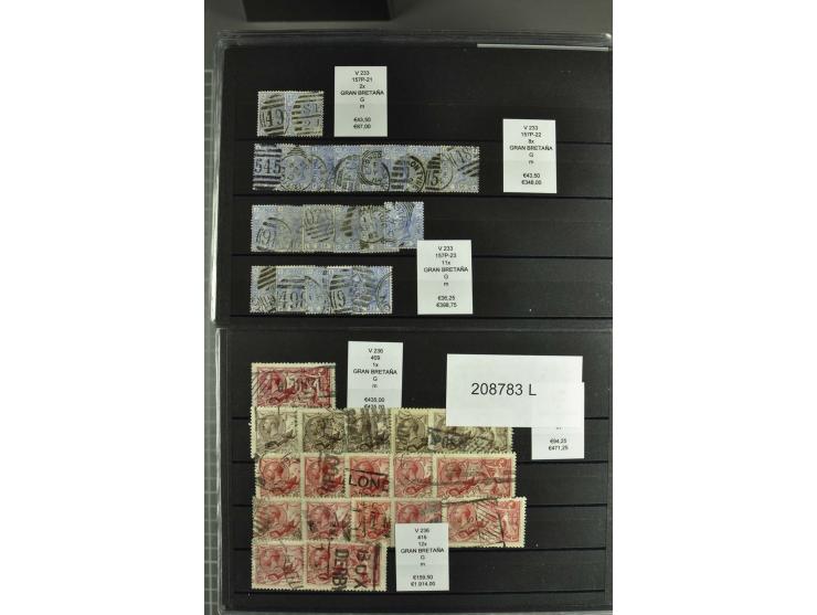 1860/1920 (ca.), über 10.000 gestempelte Marken, auch hohe Wertstufen bis bis 10 Shilling, enormer Katalogwert