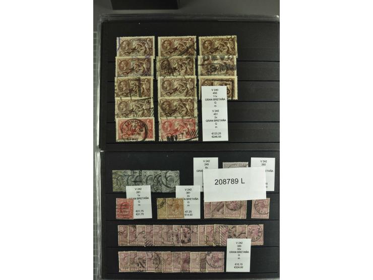1860/1920 (ca.), über 10.000 gestempelte Marken, auch hohe Wertstufen bis bis 10 Shilling, enormer Katalogwert