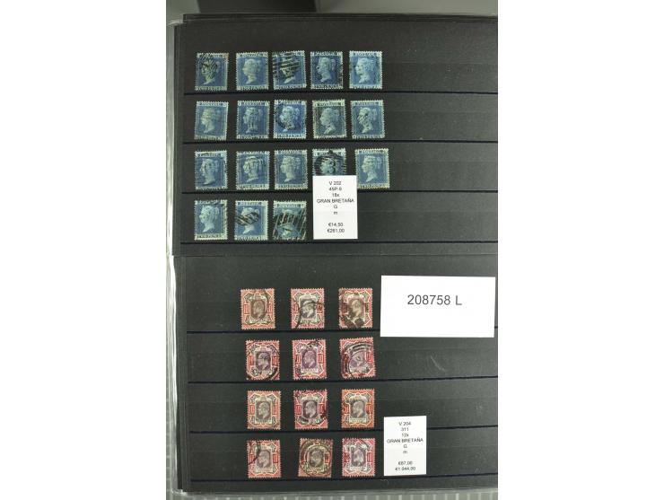 1860/1920 (ca.), über 10.000 gestempelte Marken, auch hohe Wertstufen bis bis 10 Shilling, enormer Katalogwert