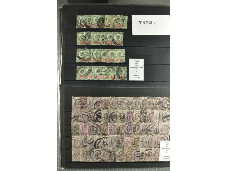 1860/1920 (ca.), über 10.000 gestempelte Marken, auch hohe Wertstufen bis bis 10 Shilling, enormer Katalogwert