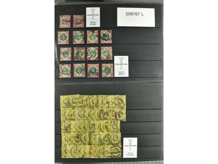 1860/1920 (ca.), über 10.000 gestempelte Marken, auch hohe Wertstufen bis bis 10 Shilling, enormer Katalogwert