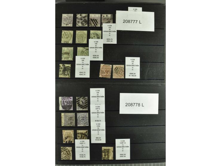 1860/1920 (ca.), über 10.000 gestempelte Marken, auch hohe Wertstufen bis bis 10 Shilling, enormer Katalogwert