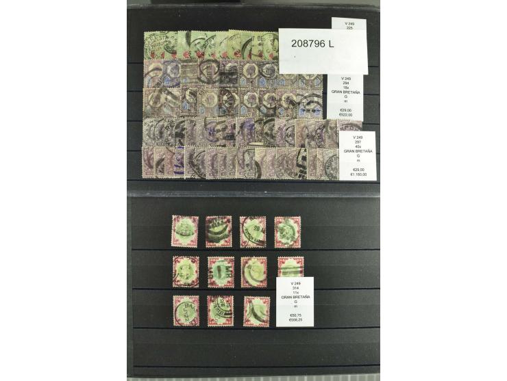 1860/1920 (ca.), über 10.000 gestempelte Marken, auch hohe Wertstufen bis bis 10 Shilling, enormer Katalogwert