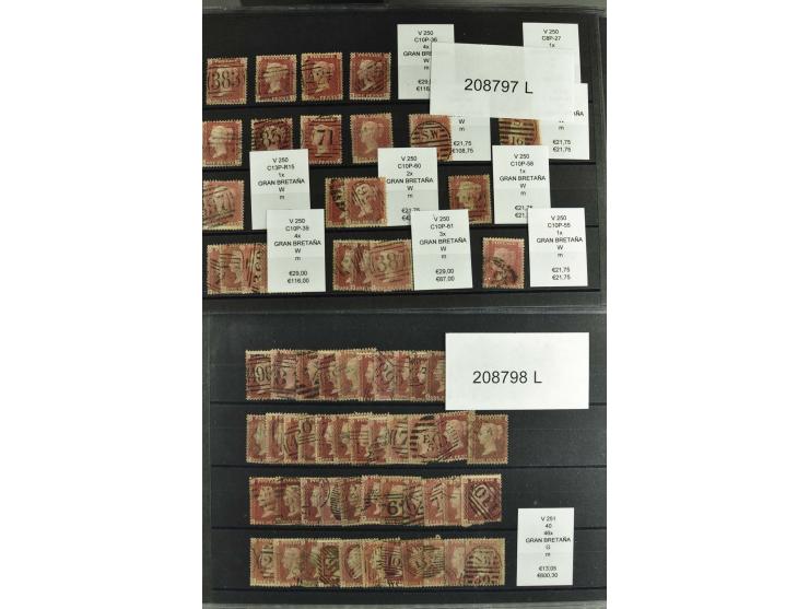 1860/1920 (ca.), über 10.000 gestempelte Marken, auch hohe Wertstufen bis bis 10 Shilling, enormer Katalogwert