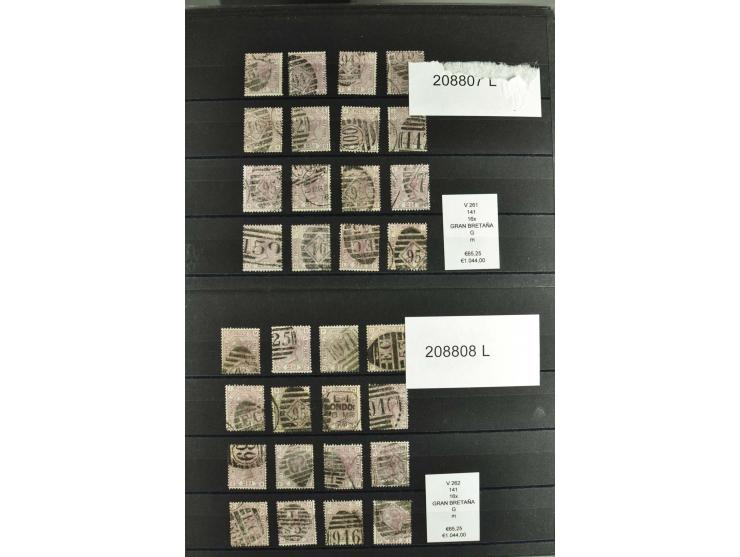 1860/1920 (ca.), über 10.000 gestempelte Marken, auch hohe Wertstufen bis bis 10 Shilling, enormer Katalogwert