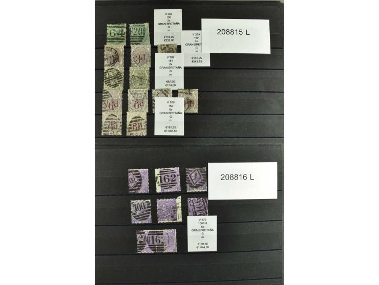 1860/1920 (ca.), über 10.000 gestempelte Marken, auch hohe Wertstufen bis bis 10 Shilling, enormer Katalogwert